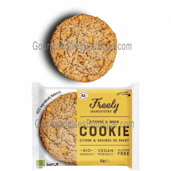 Délicieux cookie moelleux citron, graines de pavot - Biscuit artisanal de qualité (fait en Suisse) - Bio, végan, sans gluten/lactose.