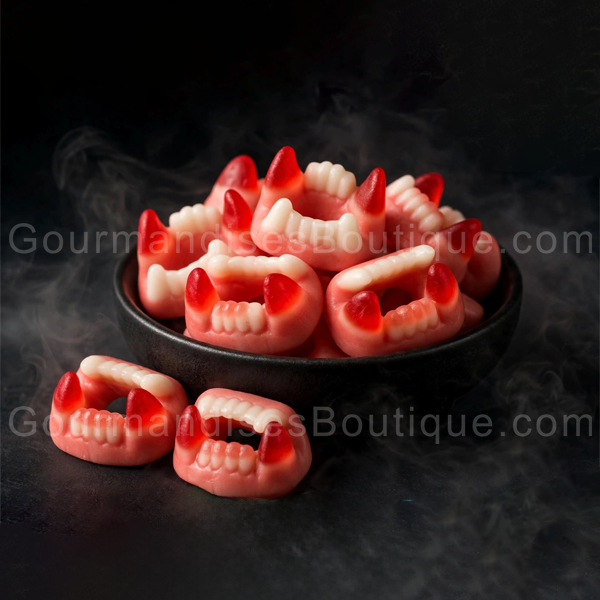 Bonbon à la fraise dents/dentier de Dracula lisse - Bonbon Trolli excellent/onctueux et ludique pour Halloween (se vend toute l'année).