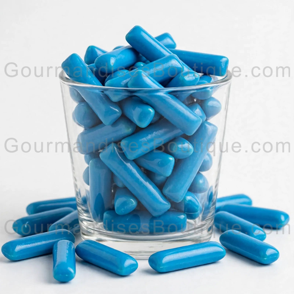 Hitschies bonbon saveur framboise bleue - Confiserie lisse.