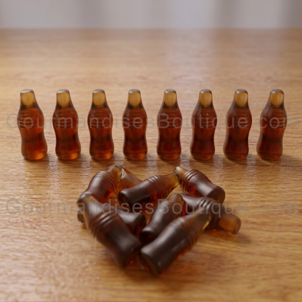 Bonbon/Confiserie cola en forme de bouteille - Aucune différence avec les gourmandises avec sucre, un régal.