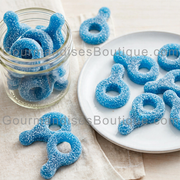 Bonbon Acidulé Bleu Framboise Tétine/clé (Clef) - Confiserie délicieuse citrique.