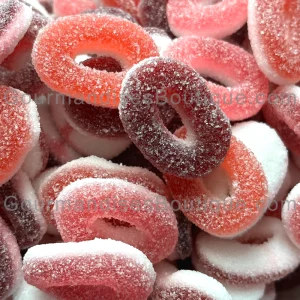 Anneau/Rondelle Rouge Goût Framboise, Cerise, Fraise - Bonbon Fruits rouges acidulé/citrique (Trolli).