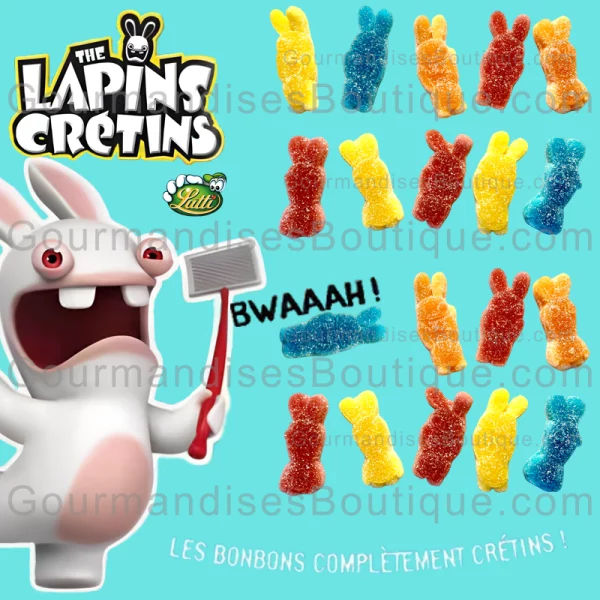 Bonbons Lapins Crétins (marque Lutti) - Délicieuses sucreries fruitées/goûts fruits).