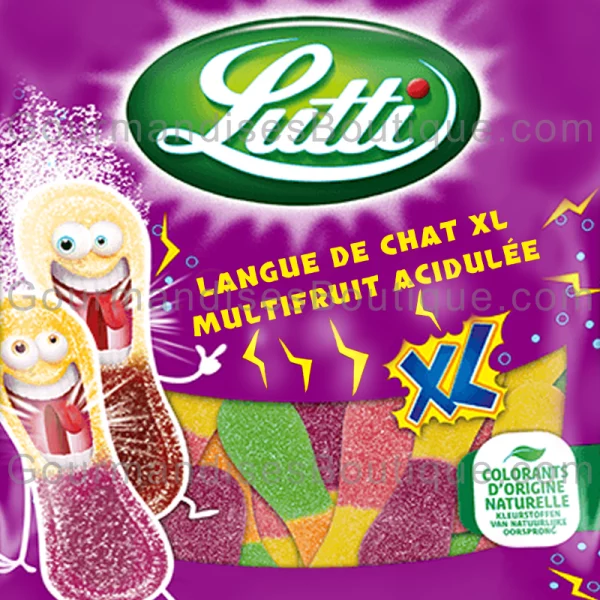 Langue De Chat Acidulée fruitée (goût fruits) - Bonbon acide lutti multifruit.
