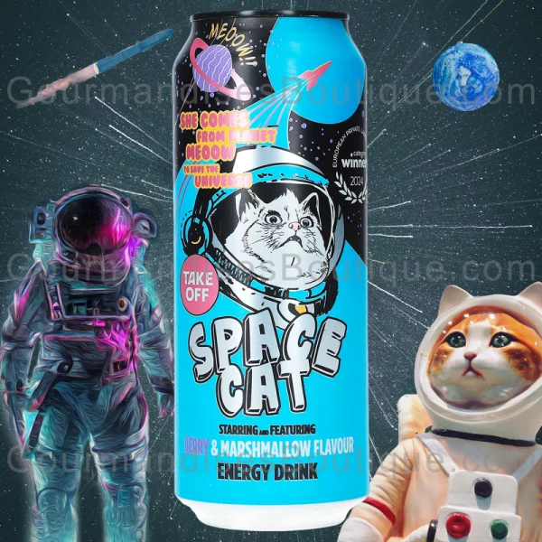 Take Off Energy Drink Space Cat (Chat dans l'espace) - Délicieuse boisson énergisante berry marshmallow rafraichissante.