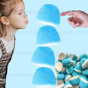 Bisou Framboise bonbon acidulé - Sucrerie bleue citrique/sucrée (délicieuse).