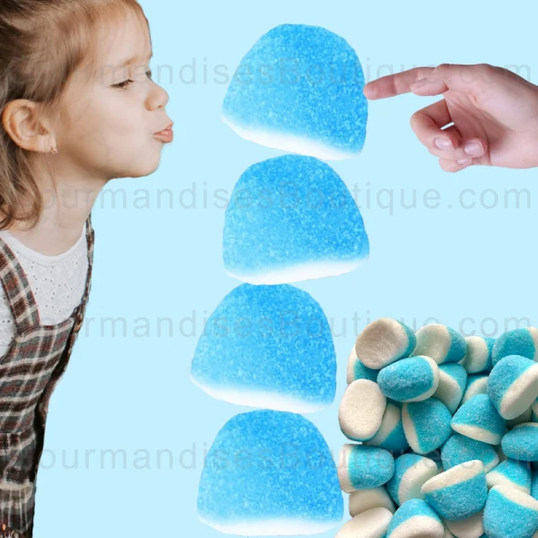 Bisou Framboise bonbon acidulé - Sucrerie bleue citrique/sucrée (délicieuse).