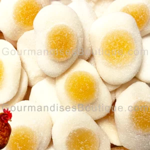 Bonbon Oeuf AU Plat Sucré Acidulé Jake - Confiserie moelleuse/agréable fruitée.