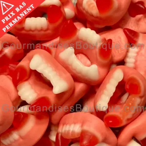 Bonbon Dents de Dracula Lisses Fraise - Confiserie Halloween bonne qui fait peure.