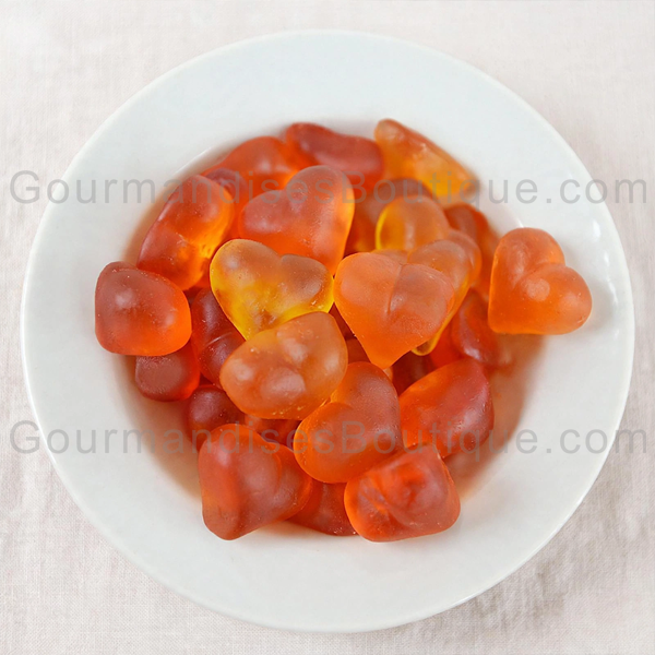 Bonbon Joli Petit Coeur Saveur/Goût Pêche délicieusement moelleux - Confiserie lisse excellente.