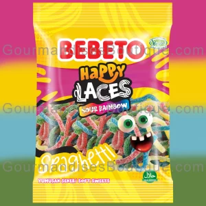 Bonbon Spaghetti/Lasso Sucré acidulé - Ficelle lacet-arc-en-ciel-fruité citrique.