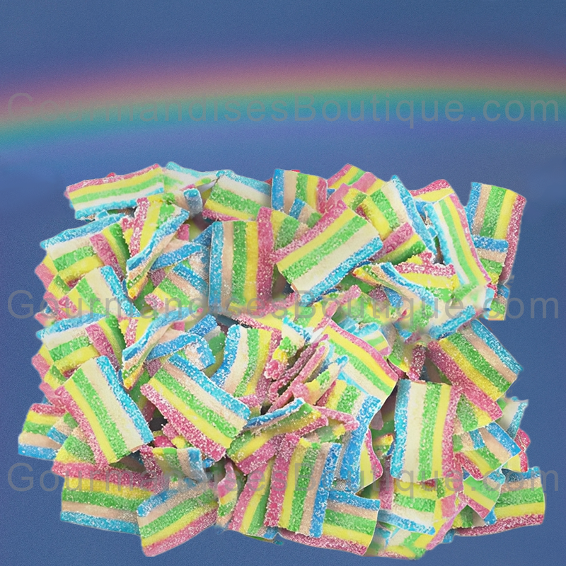 Bonbon Acidulé/Sucré Lasagne Bandos Ceinture Mini Arc En Ciel Multifruit - Confiserie sans gluten halal.