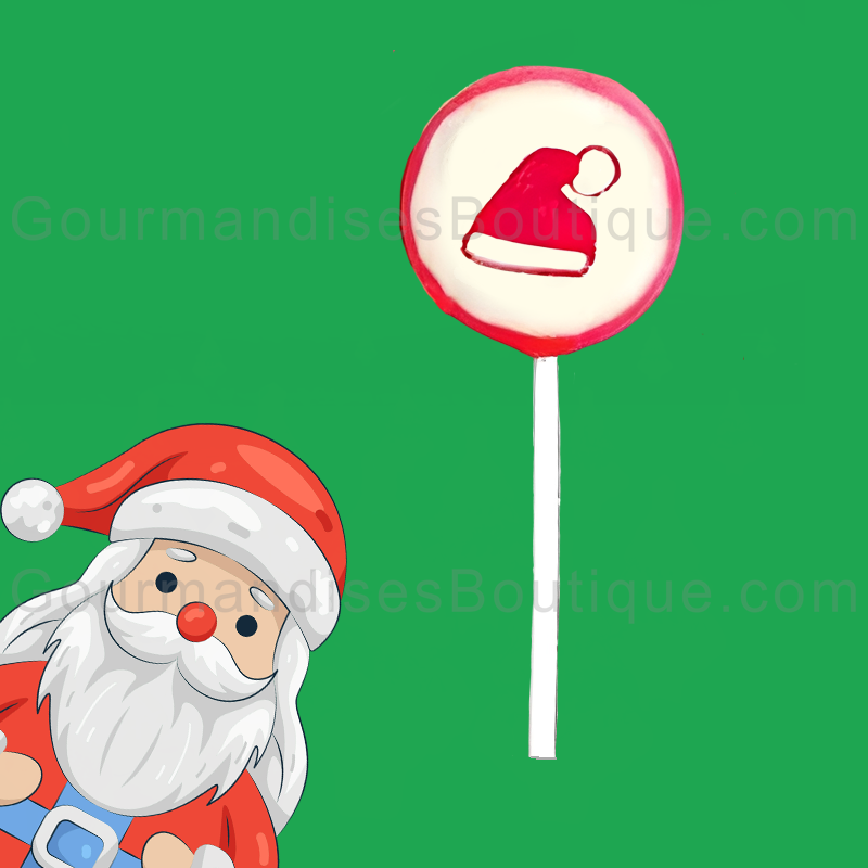 Sucette Bonnet Du Père-Noël Artisanale Fruitée Lisse - Gourmandise fait main.