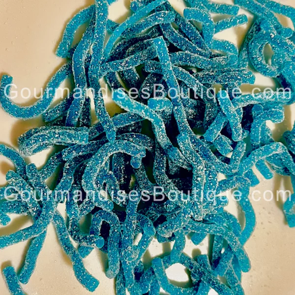 Bonbon Spaghetti framboise délicieux succulent (trop bon) Sucré/Acidulé (citrique) friandise - Confiserie acide très bonne - Boutique en ligne fiable (Suisse).