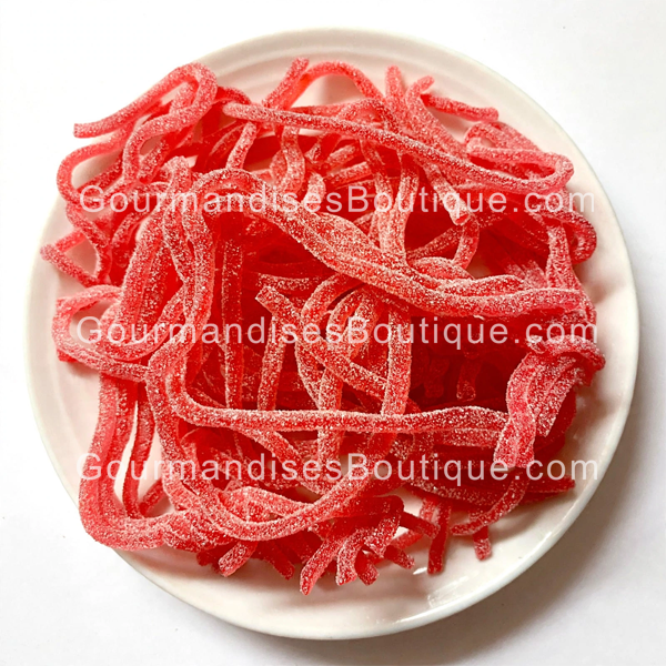 Bonbon Spaghetti Fraise Tagada Haribo délicieux succulent Sucré/Acidulé (citrique) - Friandise Ficelle/Lasso.