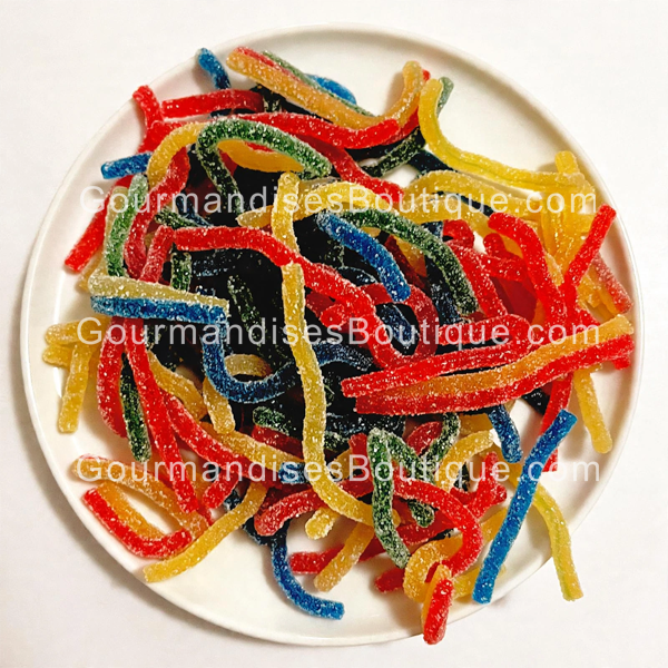 Bonbon Spaghetti Multigoût/fruité délicieux succulent (trop bon) Sucré/Acidulé (citrique) friandise vendu par boutique (site web) suisse.