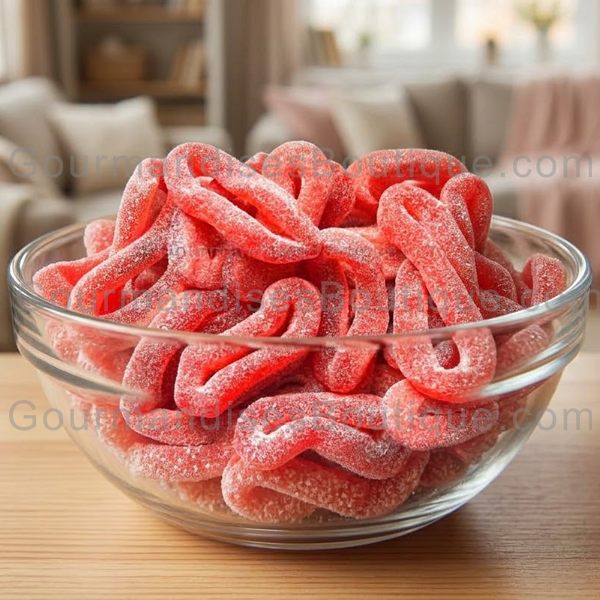 Anneau en forme de bouche - Bonbon bouche fraise.