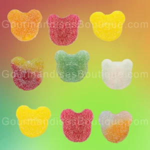 Bonbon sucré multifruit Tête D'Ours - Confiserie/Gourmandises agréable citrique/acide saveurs cerise, d'orange, de citron, de citron vert et d'ananas.
