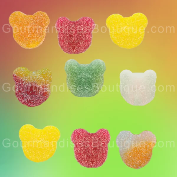 Bonbon sucré multifruit Tête D'Ours - Confiserie/Gourmandises agréable citrique/acide saveurs cerise, d'orange, de citron, de citron vert et d'ananas.