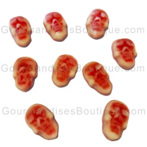 Bonbon Squelette (forme de tête) Fourée Fraise Lisse - Délicieuse confiserie drôle ou pour faire peur.