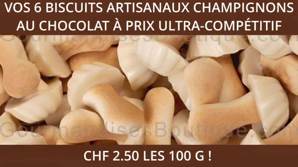 Biscuits Champignons Chocolats croquants - Confiserie artisanale en 6 saveursé. Biscuits Champignons Chocolats croquants - Confiserie artisanale en 6 saveursé.