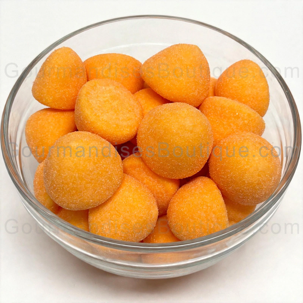 Bonbon Balle de Golf Saveur Pêche - Guimauve sucrée et moelleuse, délicieuse avec un goût de pêche succulente.
