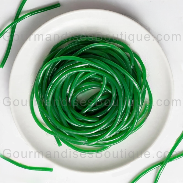 Bonbon Spaghetti Pomme - Confiserie Lisse de notre enfance (nostalgie) - Délicieux et vendu par 100 g par boutique de confiance avec Twint, carte, etc.
