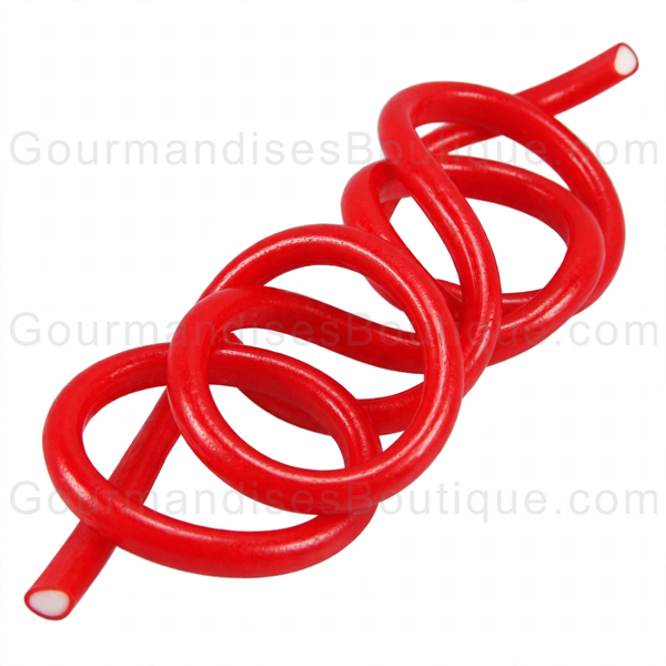 Une gourmandise / un bonbon câble de 60 cm à la fraise fourré fraise - Une confiserie pour les fans absolus.
