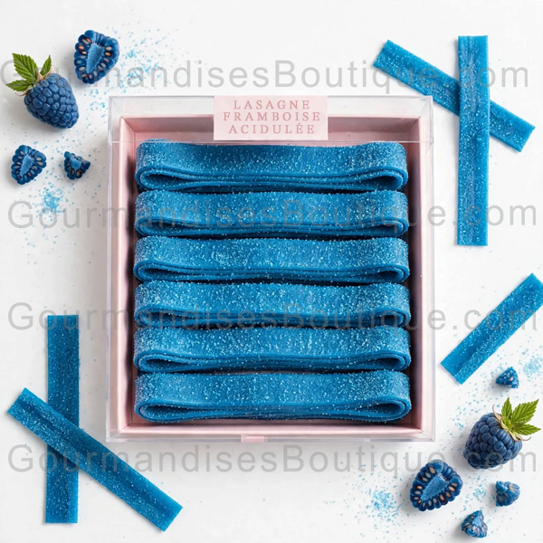 Lasagne Framboise Acidulée des bonbon de notre enfance - Bandos Citrique/Acide Bleu.