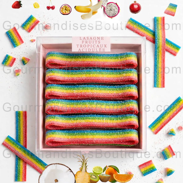 Lasagne Arc-En-Ciel-Saveur Mulrifruit/Tropicaux - Délicieux bonbon acidulé.