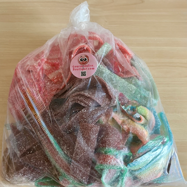 Lasagnes Bonbons Acidulés Découvertes dans un sachet de 800 grammes - Souvenirs/Nostalgie de notre enfance,.